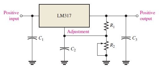 LM317  adjustable
positive voltage regulator